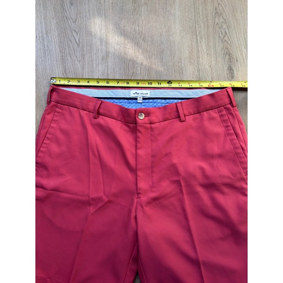 Peter Millar Mens Performance Golf Shorts Pink Coral Flat Front Size 36 - Picture 6 of 9